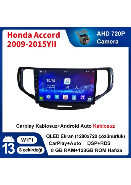 Honda Accord 2009-2015YIL 8gb Ram 128GB Hafıza 9inç Araba Android Multimedya Carplay Navigasyon Cihazı