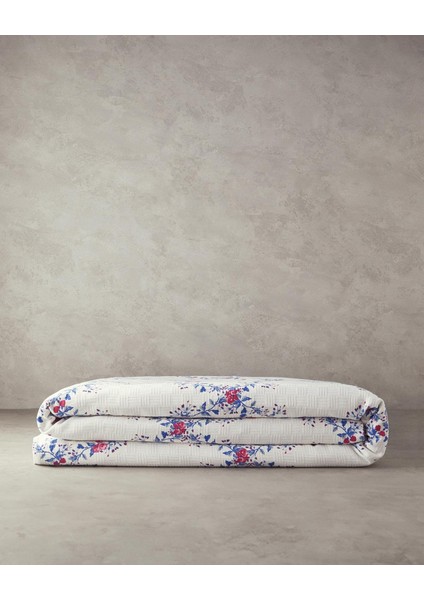 Floral Slice Çift Kişilik Pike Koyu Mavi