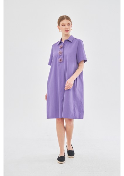 Yakası Çiçek Detaylı Elbise fiyatları