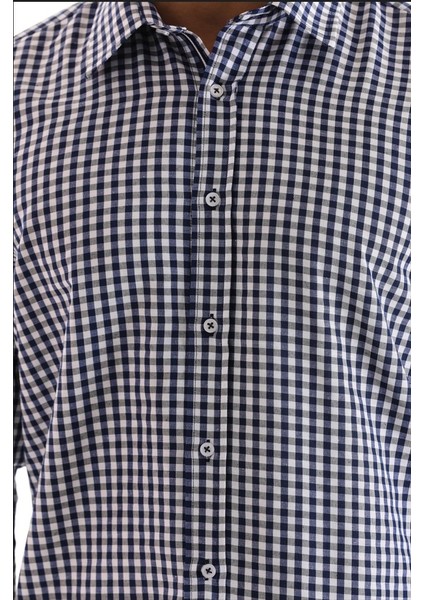 Lacivert Ekose Kareli Regular Erkek Gömlek fırsatları