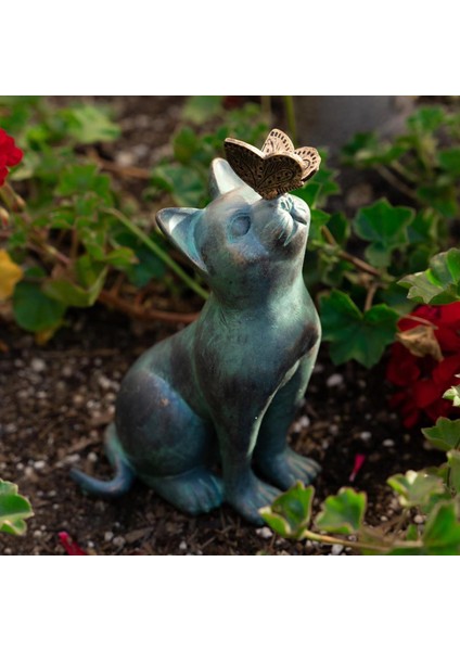 Kelebekli Yeni Meraklı Kedi Iç ve Dış Mekan Heykelcik Reçine Süsleme Sevimli Dekorasyon (Yurt Dışından) fiyatları