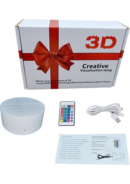 3D Yaratıcı USB Dokunmatik Uzaktan Kumanda Gece Lambası (Yurt Dışından)