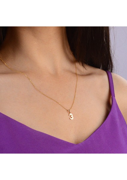 14 Ayar Üç Rakamı Altın Kolye Ucu 0,53 gr modelleri