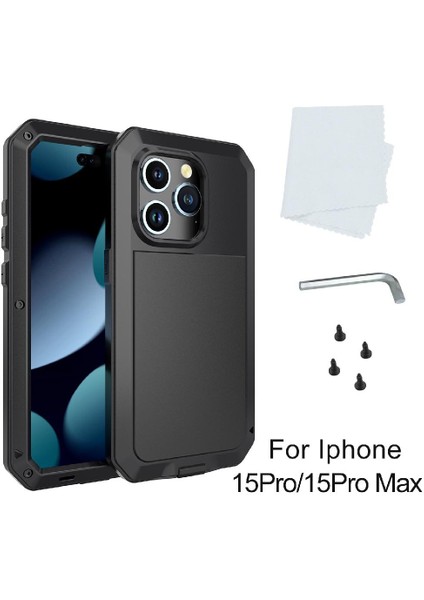 Iphone 15 Için Kılıf Pro Ağır Darbeye Dayanıklı Alüminyum Alaşım Metal Kasa 360 (Yurt Dışından)