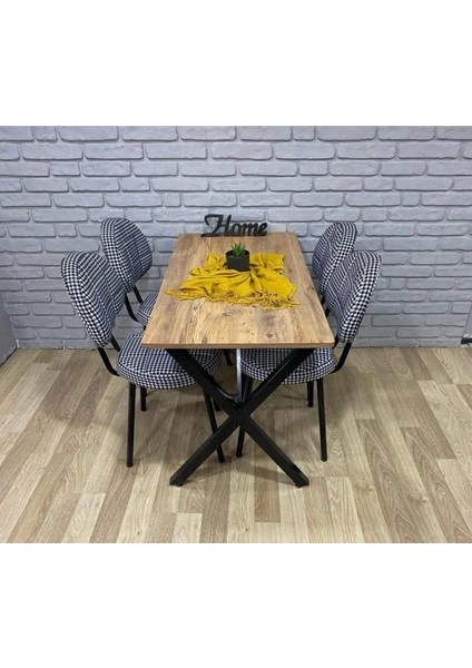 Bambeds Mobilya Masa Takımı, Yemek Masası, Mutfak Masası, Balkon Masası - 60X120 Çam 4 Sandalye