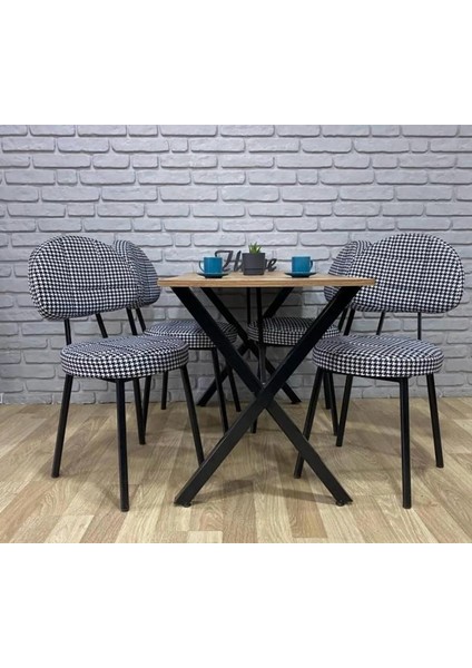 Bambeds Mobilya Masa Takımı, Yemek Masası, Mutfak Masası, Balkon Masası - 60X120 Çam 4 Sandalye