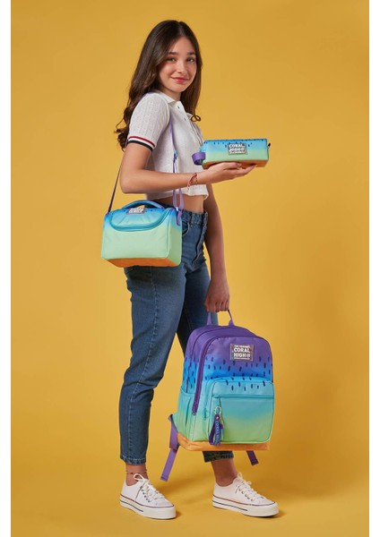 3'lü Okul Çanta Seti Mor Lila Renk Geçişli Ergonomik Tasarım 18 Litre fiyatları