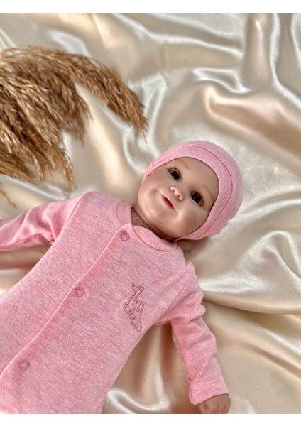 Prematüre Kız Bebek Minik Dinazor Nakışlı Tulum ve Şapka