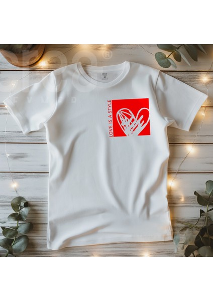 Love Is A Style Aşk Baskılı %100 Pamuk Premium Beyaz Tişört modelleri