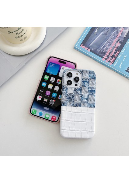 iPhone 15 Pro Için Kapak Denim Timsah Doku Ekleme Anti-Damla Pu Deri + Pc Telefon Kılıfı-Beyaz (Yurt Dışından) fırsatları