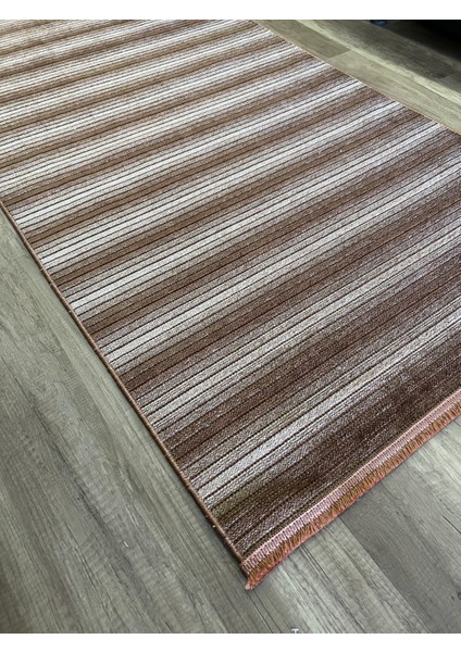 Bej-Taba Çizgisel Desenli Kilim - Dekoratif Yolluk - Luxess Halı Cool 402