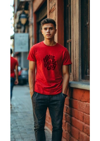 Erkek Baskılı Desenli T-Shirt Erkek Tişört