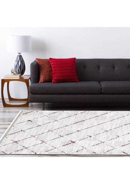 Ipek Mekik Halı Gaspara Bordo Gri Modern Çizgi Desenli Halı fiyatları