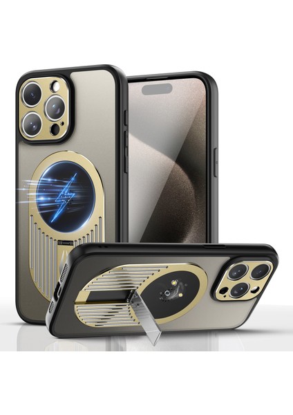 iPhone 14 Pro Max Için Manyetik Kılıf Grafen Isı Dağılımı Kickstand Kapağı Aromaterapi Tabletli - Altın (Yurt Dışından)