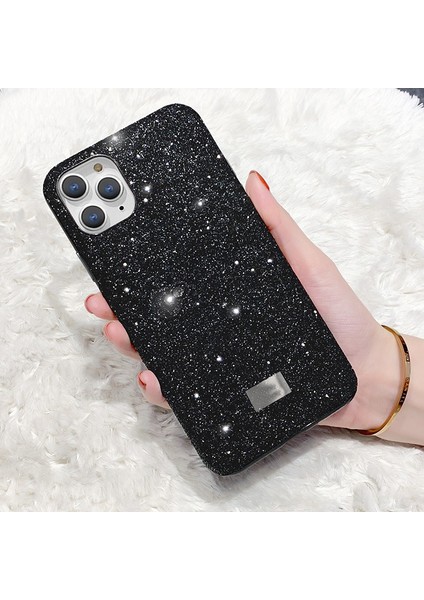 iPhone 11 Pro Max Için Kılıf Tpu+Pc Telefon Koruyucu Kapak Parıltılı Telefon Kabuğu-Siyah (Yurt Dışından)
