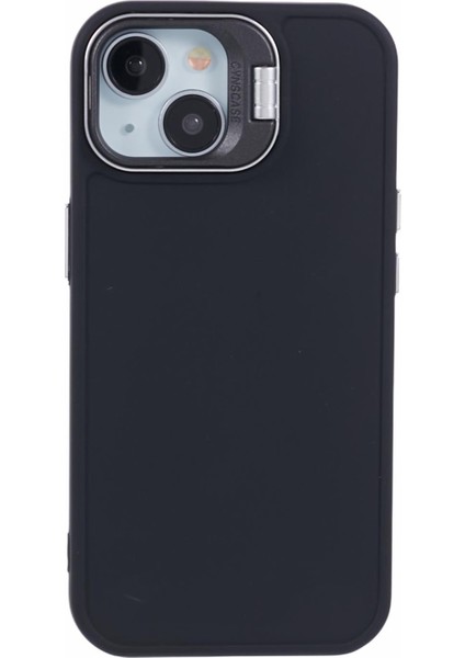 iPhone 15 Için Silikon Kılıf Lens Çubuğu Düşmeyi Önleyici Telefon Kapağı-Siyah (Yurt Dışından)