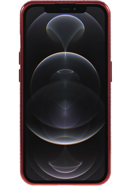 iPhone 12 Pro Max Için Tpu Kılıf Rhinestones Lens Çerçeve Halkası Kickstand Telefon Kapağı-Kırmızı (Yurt Dışından)