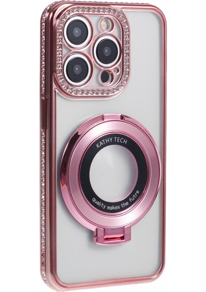 iPhone 12 Pro Max Için Tpu Kılıf Rhinestones Lens Çerçevesi Halkası Kickstand Telefon Kapağı-Gül Altın (Yurt Dışından) fiyatları