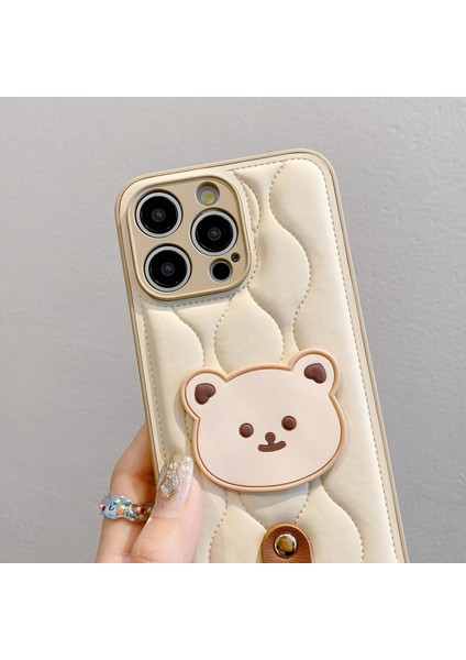 iPhone 15 Pro Için Kılıf Sevimli Ayı Ceket Tasarımı Deri+Tpu Bilek Kayışlı Telefon Kılıfı-Kahverengi (Yurt Dışından) fiyatları