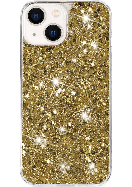 iPhone 15 Plus Kapak Epoksi Işıltılı Toz Telefon Kabuğu Tpu Telefon Kılıfı-Altın (Yurt Dışından)