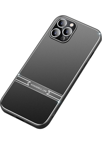 iPhone 13 Pro Için 6.1 Inç Mat Telefon Kılıfı Anti-Damla Metal+Pc+Tpu Kapak-Siyah+Fırçalı Siyah (Yurt Dışından)