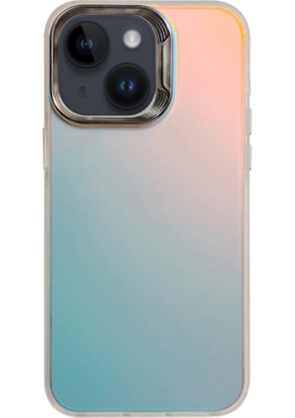 iPhone 14 Gradyan Kılıf Pc+Tpu Telefon Kapağı, Elektro Kaplama Lens Çerçeveli-Gümüş Beyaz (Yurt Dışından)