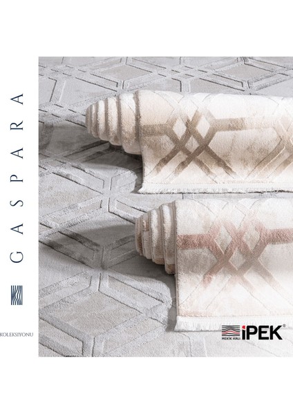 Ipek Mekik Halı Gaspara Mavi Gri Çerçeveli Çizgili Halı modelleri