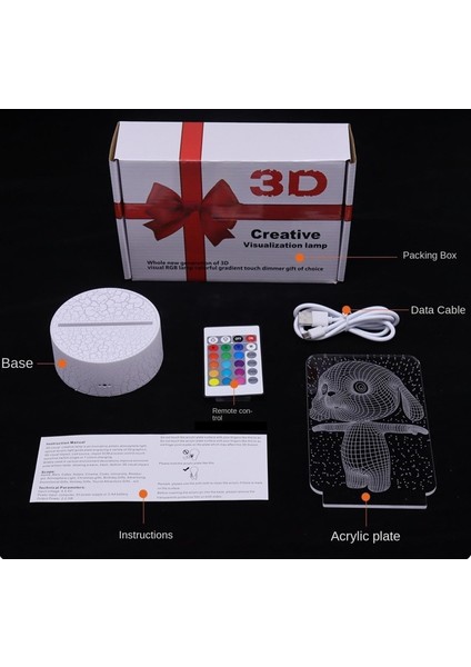 3D Yaratıcı Anime Karakter Şekli USB Dokunmatik Uzaktan Kumanda Gece Işığı (Yurt Dışından)