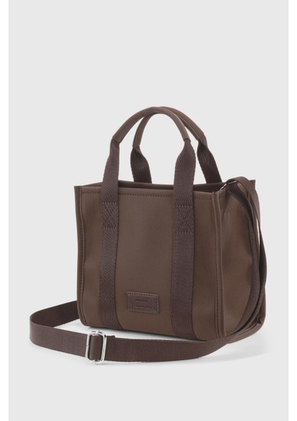 Tekno Trust Düz Kadın Kahverengi Suya Dayanıklı Tote Çanta 245 1'li Orta Boy Suya Dayanıklı Basic Polyester Kum