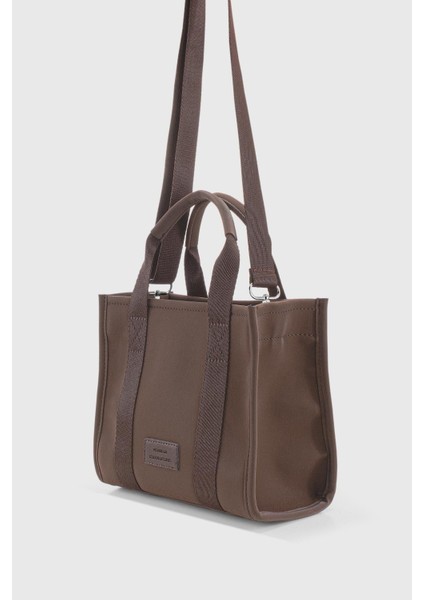 Tekno Trust Düz Kadın Kahverengi Suya Dayanıklı Tote Çanta 245 1'li Orta Boy Suya Dayanıklı Basic Polyester Kum