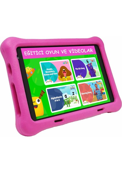 8" IPS Ekran 4gb 64GB Android 13.0 A133P 1.8ghz Antişok Çocuk Tableti, Kids Tablet Pembe RS407+