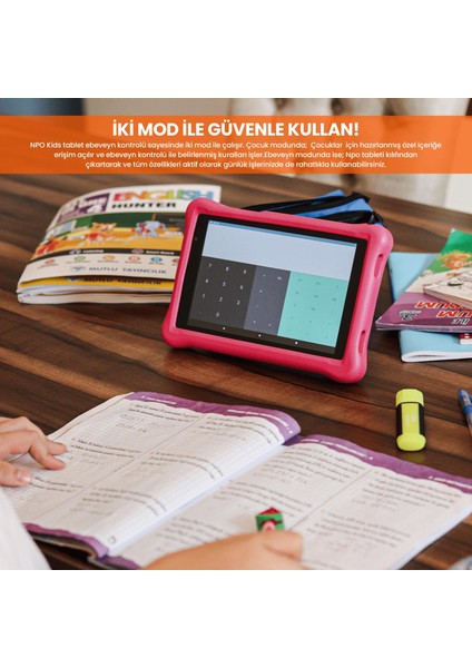 8" IPS Ekran 4gb 64GB Android 13.0 A133P 1.8ghz Antişok Çocuk Tableti, Kids Tablet Pembe RS407+