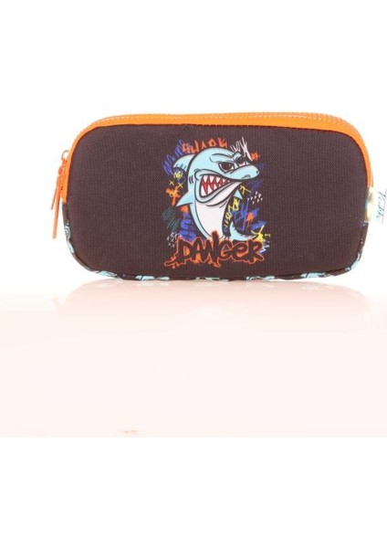 Kids 3 Bölmeli Kalem Çantası Cube Shark Siyah L8175