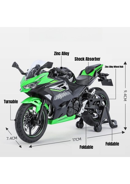 1/12 Kawasaki Ninja 400 Oyuncak Motosiklet Minyatür Döküm Metal Modeli (Yurt Dışından) modelleri
