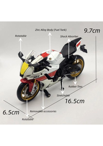 1/12 Yamaha YZF-R1M Oyuncak Motosiklet Rmz City Döküm Metal Modeli (Yurt Dışından)