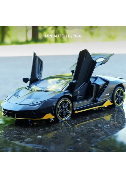 1:32 Lamborghini LP770-4 750 Alaşım Spor Araba Modeli Döküm Metal Geri Çekmeli Ses ve Işık Araba Modeli (Yurt Dışından)