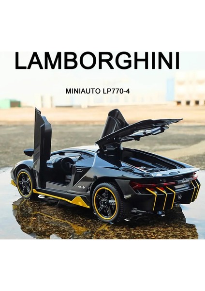 1:32 Lamborghini LP770-4 750 Alaşım Spor Araba Modeli Döküm Metal Geri Çekmeli Ses ve Işık Araba Modeli (Yurt Dışından)