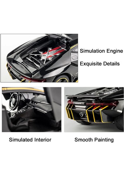 1:32 Lamborghini LP770-4 750 Alaşım Spor Araba Modeli Döküm Metal Geri Çekmeli Ses ve Işık Araba Modeli (Yurt Dışından)