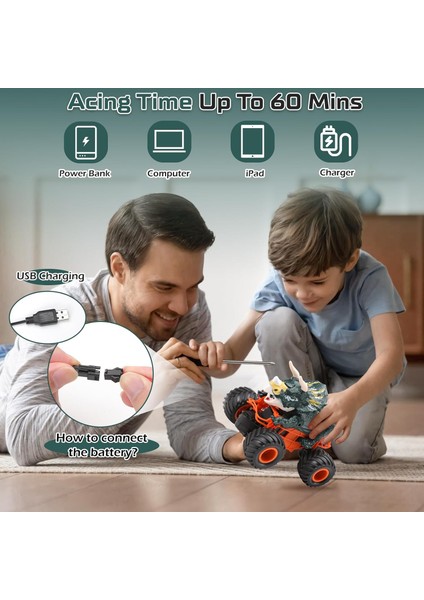 Biupky Erkek Çocuklar Için Uzaktan Kumandalı Dinozor Araba, Yeni Yürümeye Başlayan Çocuklar Için 2.4 Ghz Rc Dinozor Kamyon Oyuncakları, Elektrikli Hobi Rc Araba Oyuncakları Tricera (Yurt Dışından) fırsatları