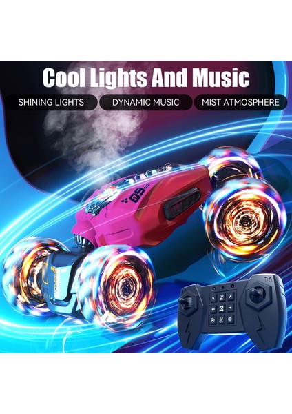 Rc Dublör Araba, 2.4ghz 4WD Uzaktan Kumandalı Hareket Algılama Oyuncak Arabalar, Çift Taraflı Sürüş, 360 ° Dönme, Arazi Aracı, Işıklar ve Müzikli El Kontrollü Rc Araba, Erkekler ve (Yurt Dışından) modelleri