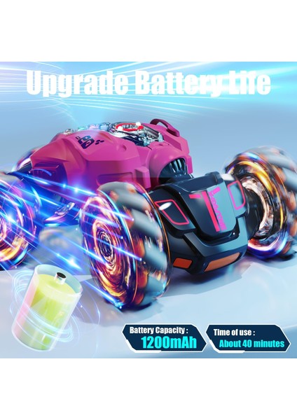 Rc Dublör Araba, 2.4ghz 4WD Uzaktan Kumandalı Hareket Algılama Oyuncak Arabalar, Çift Taraflı Sürüş, 360 ° Dönme, Arazi Aracı, Işıklar ve Müzikli El Kontrollü Rc Araba, Erkekler ve (Yurt Dışından) fırsatları