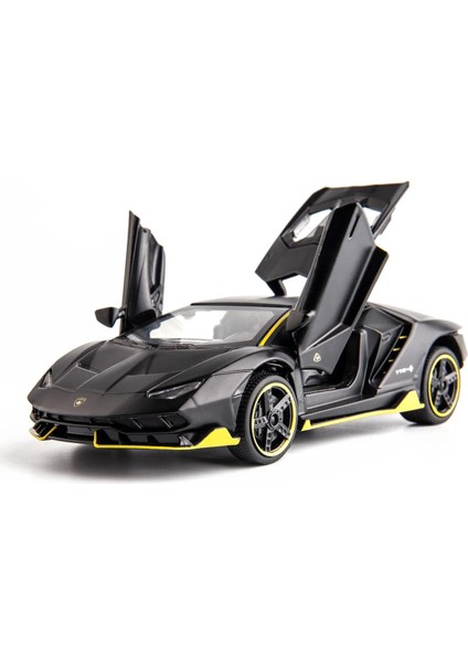 Boutiques 1:32 Lamborghini LP770 Model Araba Için Uyumlu, Çinko Alaşım Geri Çekin Oyuncak Araba Çocuklar Için Ses ve Işık ile Erkek Kız Siyah (Yurt Dışından)