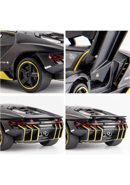 Boutiques 1:32 Lamborghini LP770 Model Araba Için Uyumlu, Çinko Alaşım Geri Çekin Oyuncak Araba Çocuklar Için Ses ve Işık ile Erkek Kız Siyah (Yurt Dışından)