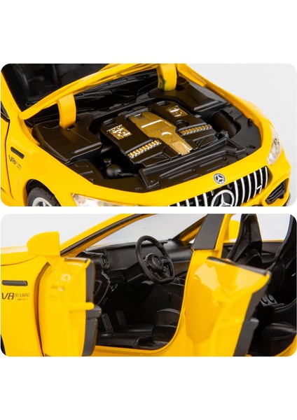 Model Araba 1/32 Benz Amg GT63 Alaşım Döküm Koleksiyon Geri Çekin Oyuncak Araba Işık ve Ses ile Oyuncak Araç Yetişkin Erkekler Için Doğum Günü Hediyesi (Sarı) (Yurt Dışından)