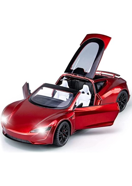 1:24 Ölçekli Tesla Roadster Alaşım Araba Modeli Çocuklar Için Döküm Oyuncak Araçlar, Tesla Araba Modeli, Işıklar ve Müzik ile Geri Çekin Alaşım Araba, Erkekler ve Kızlar Için Hediy (Yurt Dışından)