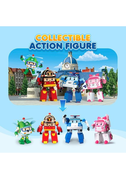 2 Paket Poli + Amber Dönüşen Robot Oyuncaklar, 4" Dönüştürülebilir Aksiyon Figürü Oyuncak, Acil Durum Araç Playset, Tatil Doğum Günü Kurtarma Araba Oyuncakları Erkekler Kızlar Içi (Yurt Dışından)