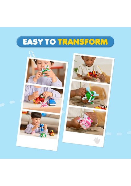 2 Paket Poli + Amber Dönüşen Robot Oyuncaklar, 4" Dönüştürülebilir Aksiyon Figürü Oyuncak, Acil Durum Araç Playset, Tatil Doğum Günü Kurtarma Araba Oyuncakları Erkekler Kızlar Içi (Yurt Dışından)