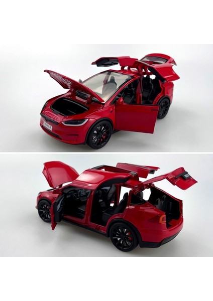 1:24 Ölçekli Tesla Model x Alaşım Araba Modeli Çocuklar Için Döküm Oyuncak Araçlar, Tesla Araba Modeli x Martı Kanat Kapısı, Işıklar ve Müzik ile Alaşım Arabayı Geri Çekin, Erkekle (Yurt Dışından)