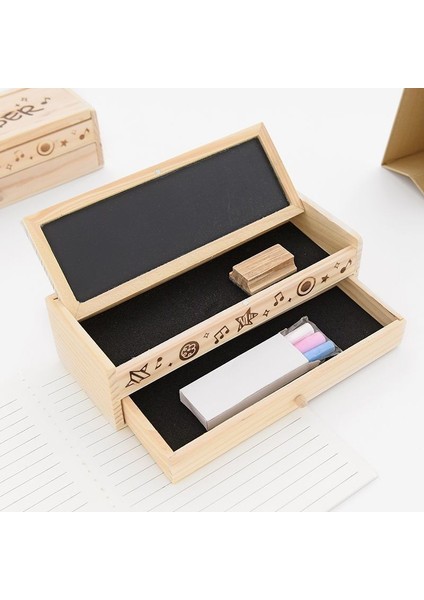 Çift Katmanlı Ahşap Kırtasiye Kutusu Çekmece Tipi Çok Fonksiyonlu Kalem Kutusu (Yurt Dışından)