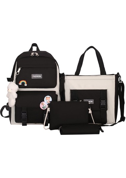 Orta ve Lise Öğrencisi Okul Çantası Dört Parçalı Set Büyük Kapasiteli Açık Hava Seyahati Sırt Çantası Basit Yeni Stil Çok Yönlü Sırt Çantası (Yurt Dışından)